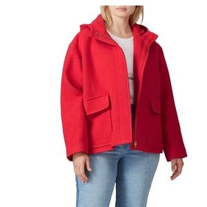 J.CREW SONIA STADIUM HOODED COAT. SIZE XL. COLOR RED BERRY.